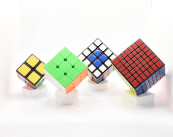Support pour cube - lot de 4 : géode, hexagone, cube, cylindre