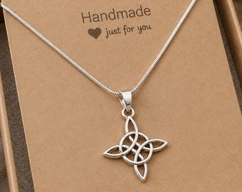 925 Sterling Silver Celtic Knot Necklace, Trinity Knot Pendant, Irish Knots Love Symbol Jewelry