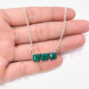Indian Emerald Gemstone Neckless 925 Sterling Silver Neckless Jewelry Handmade Emerald Jewelry Gift For Necklace