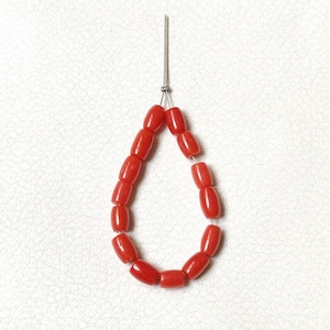 Natural Italian Red Coral Tube Beads: 3x4-6mm, Top Drilled