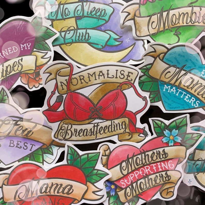 Artwork and Positivity for Tired Mums Tattoo Style Every Mama Matters Sticker