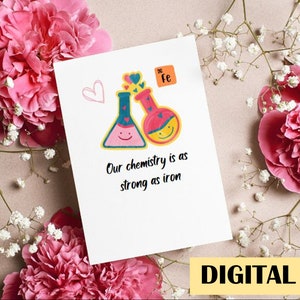 Tarjeta feliz del 6º aniversario de boda - Tarjeta de química - Aniversario de hierro - Tarjeta del sexto aniversario de boda - Archivo digital