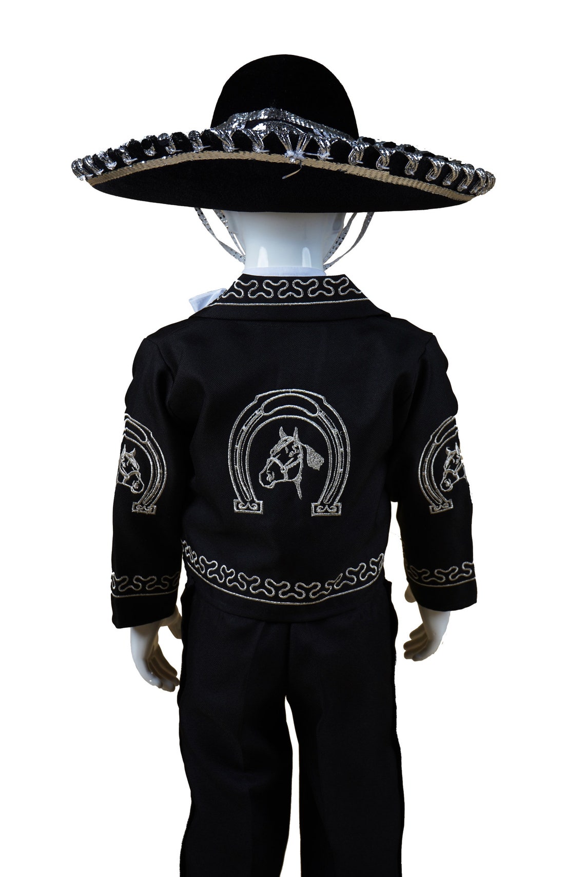 Black Charro Suit With Details 100 Embroidered in Silver, Greatest