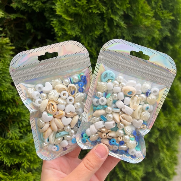 Beach themed bead confetti bags