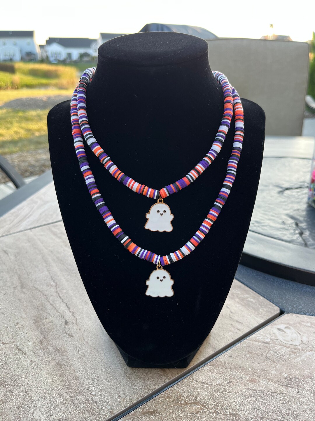 Clay Bead Ghost Necklaces/ Halloween Charm Necklaces Etsy