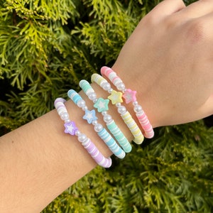 Pastel star bracelets/ clay bead bracelets