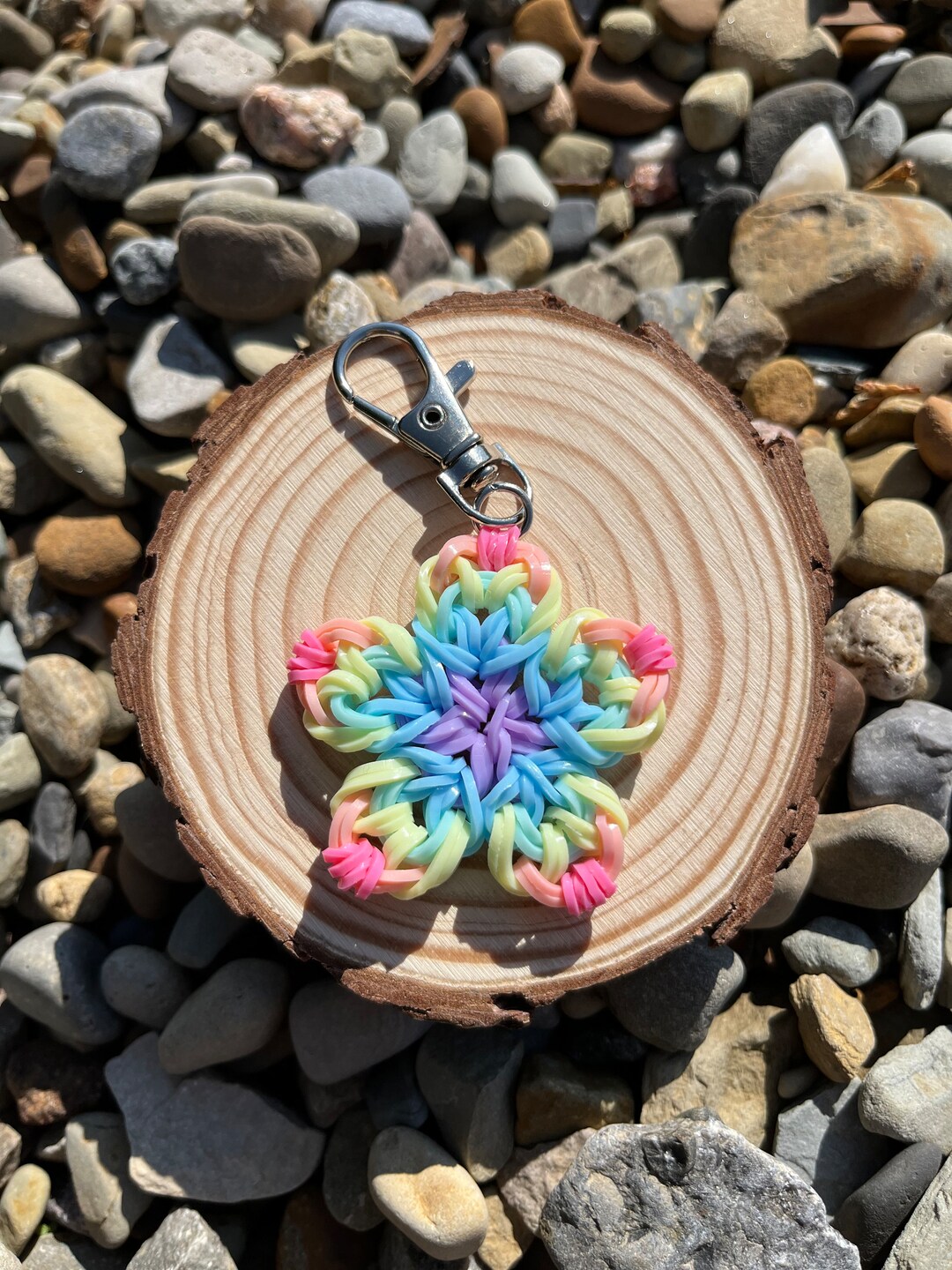 Pastel Flower Keychains/ Rainbowloom Cali Blossom Keychain/ Sakura ...