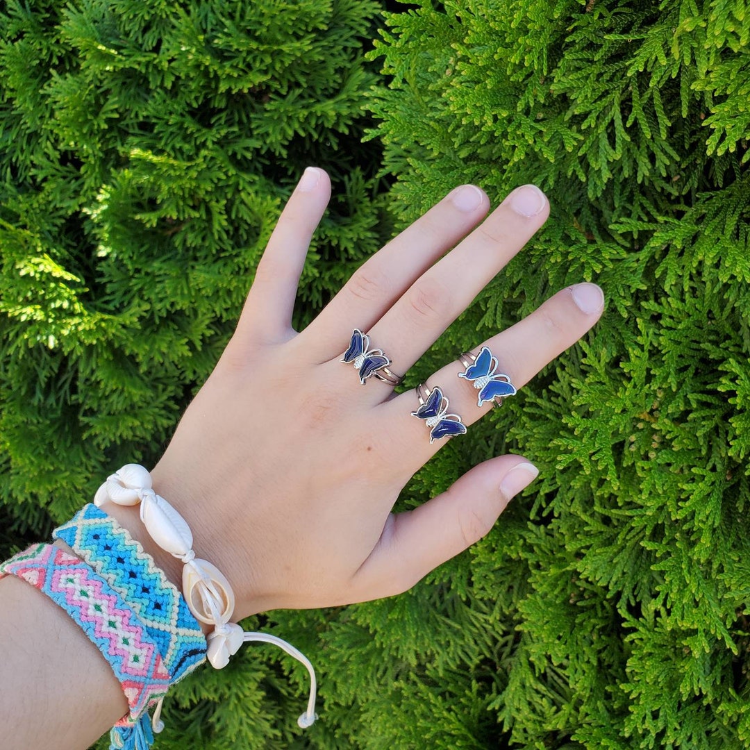 Adjustable Butterfly Mood Rings Etsy