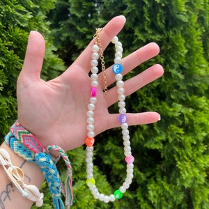 Rainbow yin & yang beaded necklace
