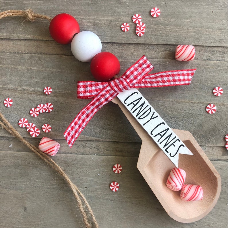 Wooden scoop for Christmas candy jar candy dish candy cane Etsy