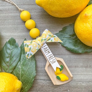 Farmhouse Lemon Decor, mix and match, mini sign, wood bead garland yellow Lemon, tiered tray decor, lemonade, rustic lemon, faux lemon