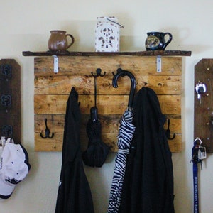 Farmhouse Style Shelf & Coat Rack with Hat and Key Racks included!