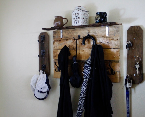 Farmhouse Style Shelf Coat Rack With Hat and Key Racks Included