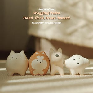 Putogn! Quirky Ceramic Mini Shiba Inu Figurines – Handmade Rustic Pet Dog Decor for Animal Lovers & Nature-Inspired Homes!