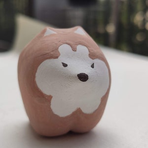 Alfarera gruesa mini animales Shiba Inu Arte Decoración Escultura Figura hecha a mano amantes Regalo de Navidad Regalo