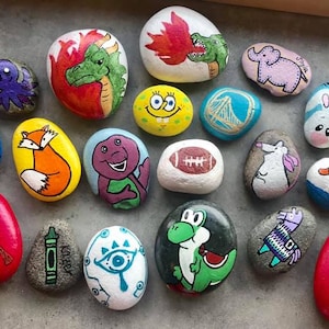 Small Painted Kid Rocks | Children Rocks | Cartoon Rocks | Rock Gifts ...