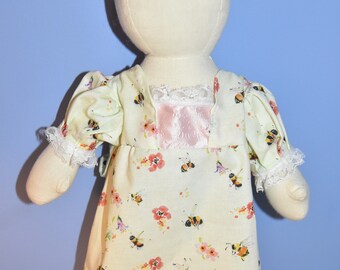 Busy as a Bee Floral Doll Gown with Button