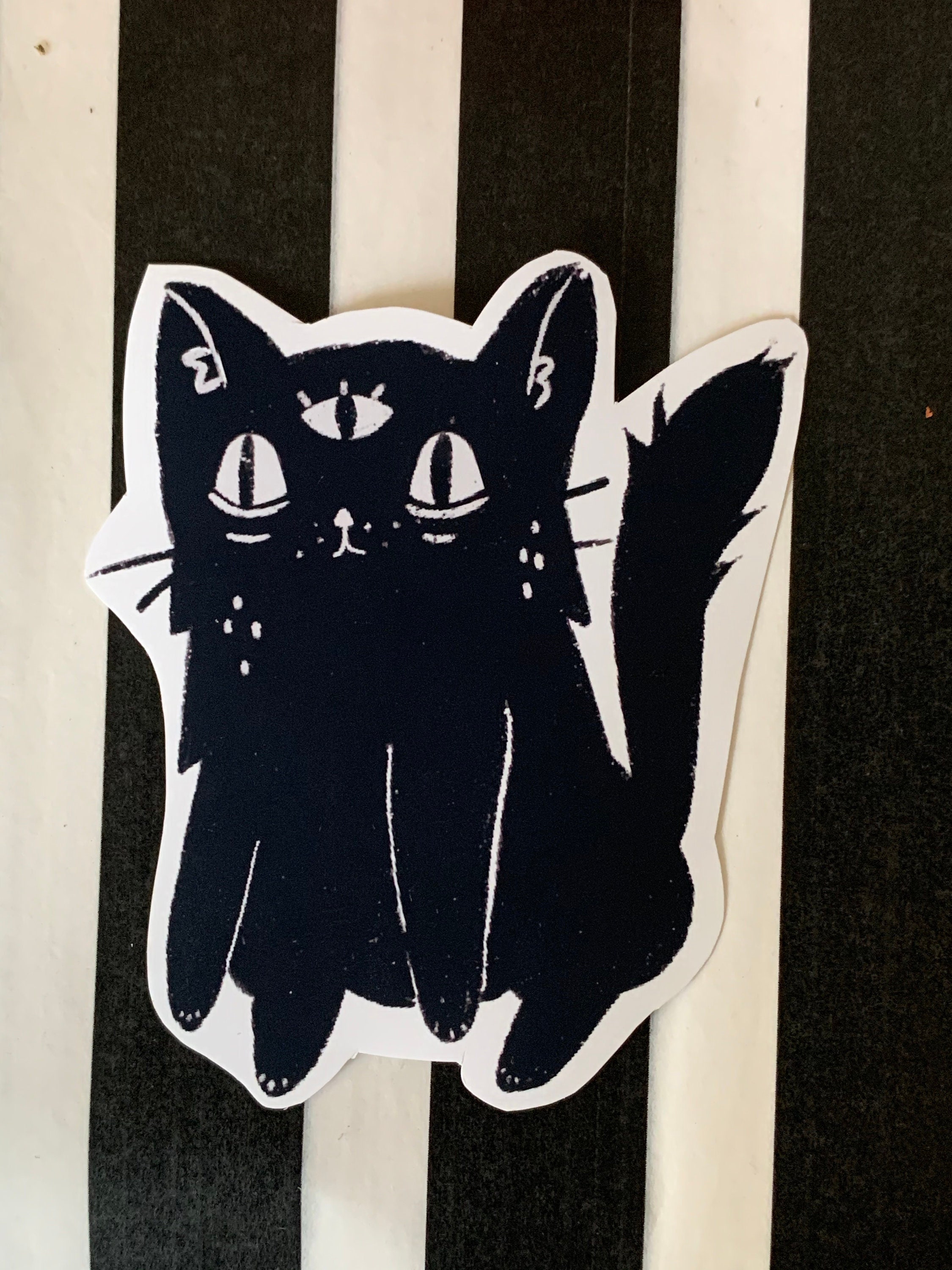 Black Cat Sticker Matte/Holographic Vinyl Decal Gothic Punk Etsy