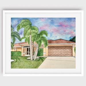 Housewarming gift first home, House Painting From Photo, Watercolor house painting,  Custom House Portrait, Closing Gift