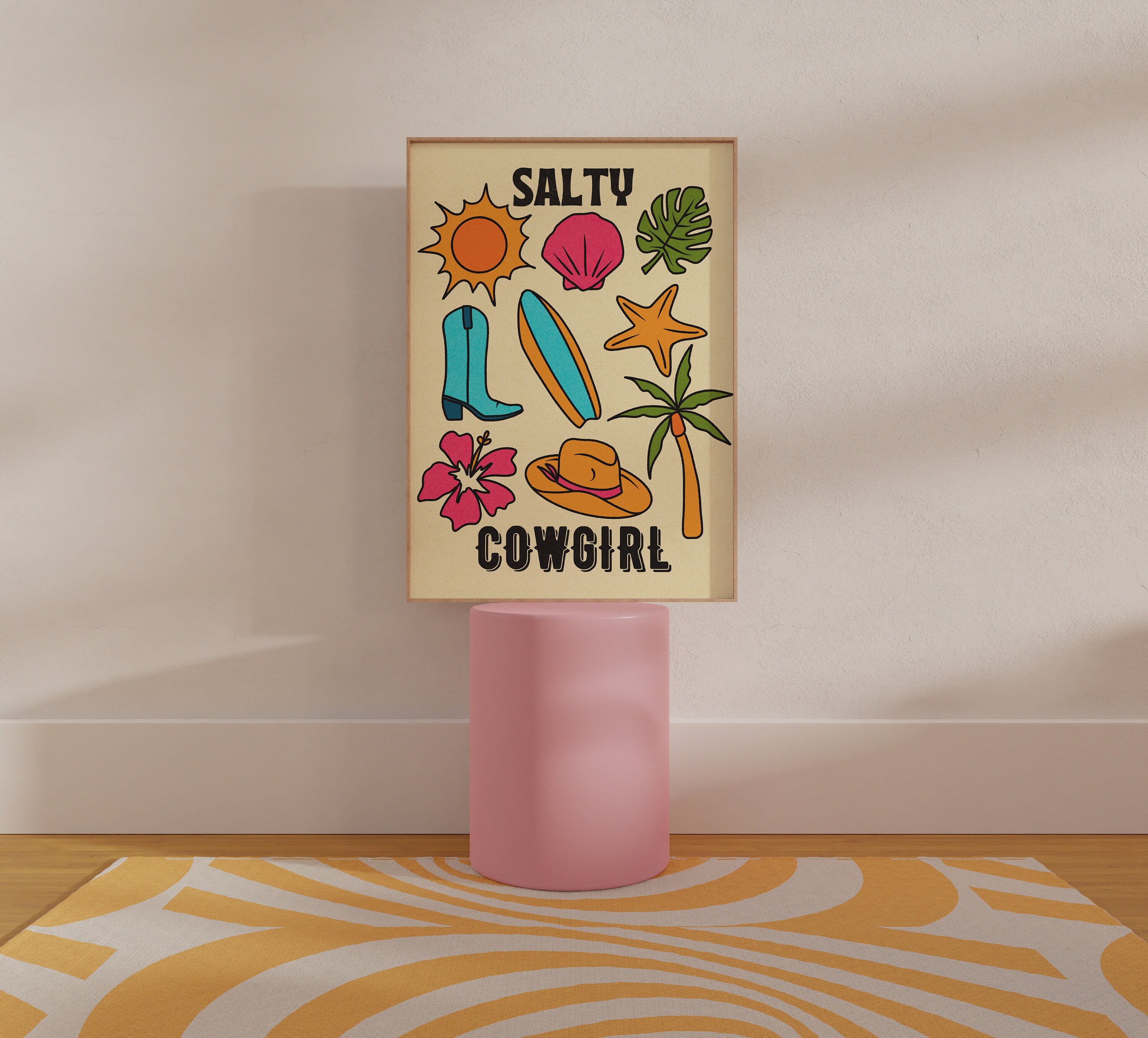 Coastal Cowgirl Wall Art, Surf Poster, Cowgirl Poster, Cowgirl Print