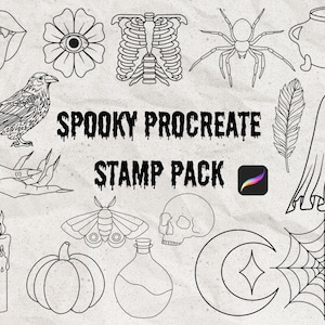 Halloween Procreate Stamps, Spooky  Procreate Bundle, Tattoo Procreate Brushes, Spooky Clipart, Procreate Brushes, Procreate Stamp Pack