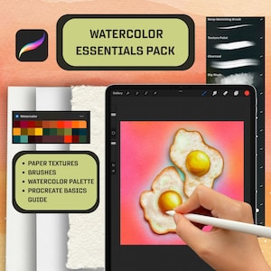 Procreate Watercolor Brushes, Realistic Watercolor Brushes for Procreate: Procreate Brush Set, Digital Watercolor Brushes