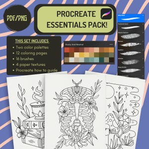 Procreate Brush Set: Texture Brushes, Coloring Pages (Digital Download)