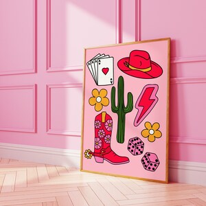 Howdy Poster, Coastal Cowgirl, Rodeo Poster, Preppy Wall Art, Cowgirl Poster, Disco Cowgirl Print, Western Style Decor, Indie Room Decor
