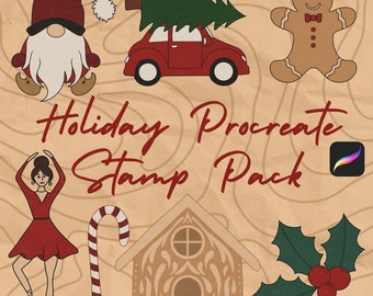 Holiday Procreate Stamp Pack, Christmas Procreate Set, Procreate Stamp Bundle, Procreate Brushes, Winter Procreate Stamp Pack