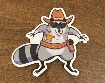 Yeehaw Lil Raccoon Sheriff Sticker