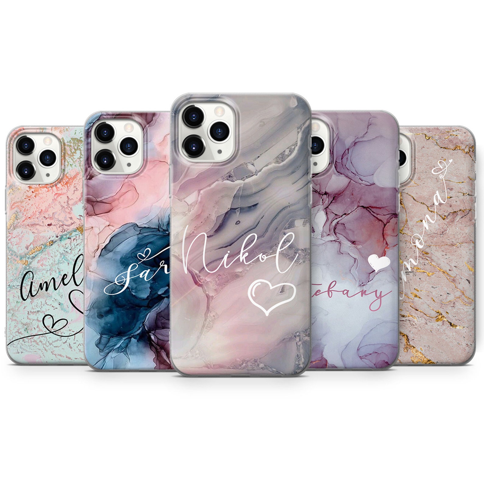 Personalised Phone Case Custom Name Marble Cover for iPhone 12 Etsy