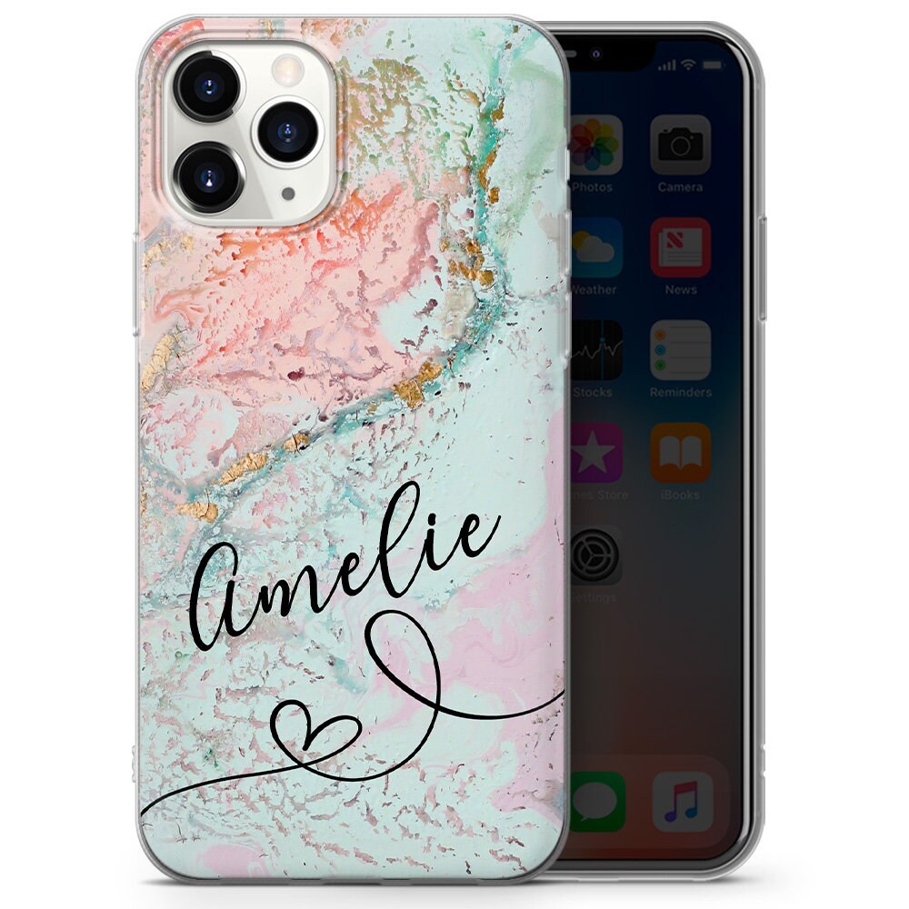 Personalised Phone Case Custom Name Marble Cover for iPhone 12 Etsy