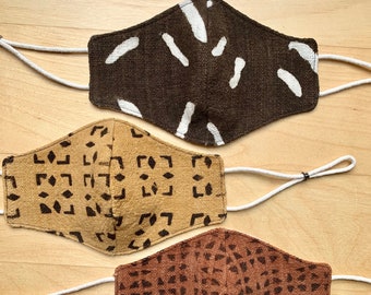 African Mudcloth and Linen Face Mask