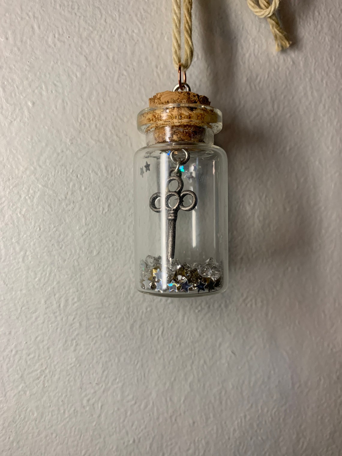 Long Forbidden Key glass jar necklace Etsy