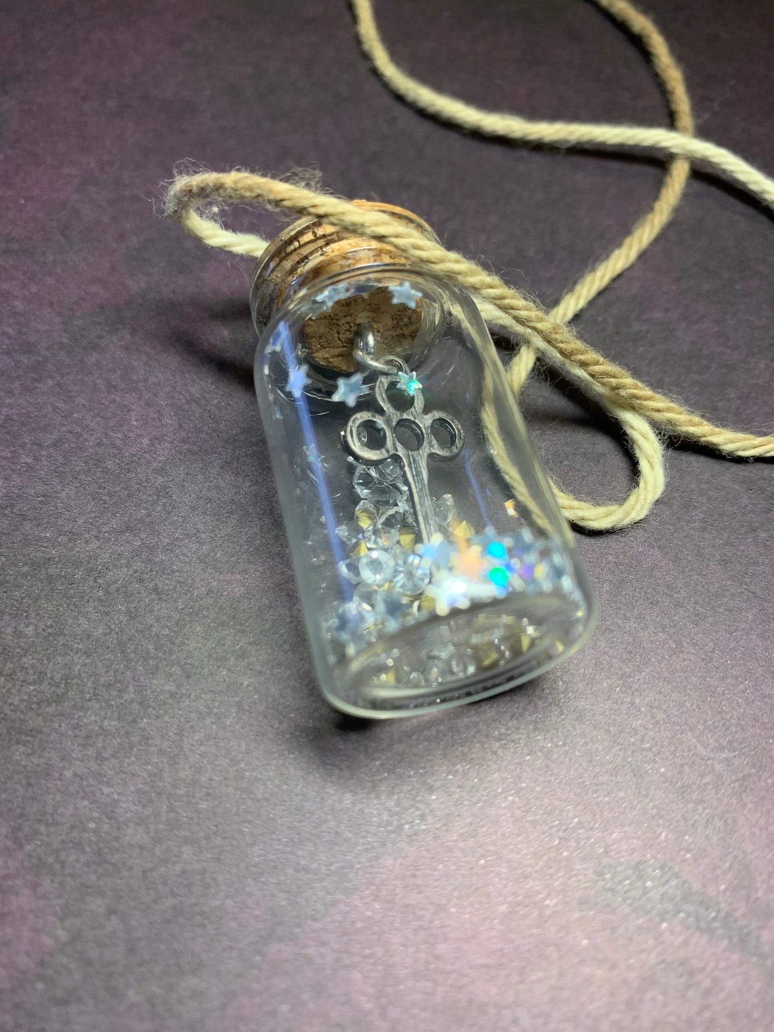 Long Forbidden Key glass jar necklace Etsy