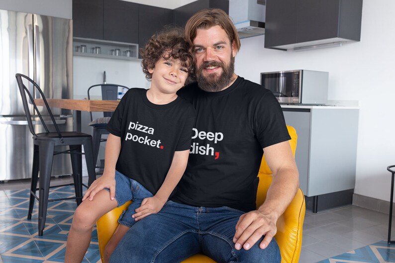 Deep dish pizza pocket tee BUNDLE for dad and kiddo daddy and me