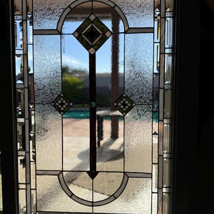 Stained Glass Window: Chicago Bungalow Style, Emerald Green Accents (40x26)