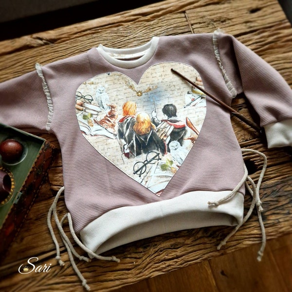 Oversized Sweater Gr. 104 "Magic Love" für Mädchen - Magie Potter Zauberei Pullover Pulli Harry