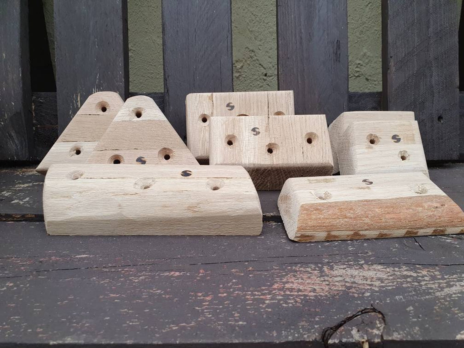 Set of 8 Wooden Rock Climbing Holds 8 Hardwood Oak Etsy