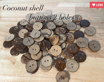 Polished Coconut Shell Buttons: 2-Hole Sewing Crafts (18-21mm)