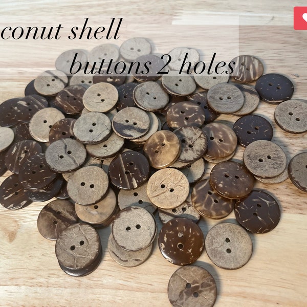 Coconut shell Buttons 2 holes, Shirt,Sewing,Pillow,Cover Headband, Crafts Sewing, 18 mm,21 mm.