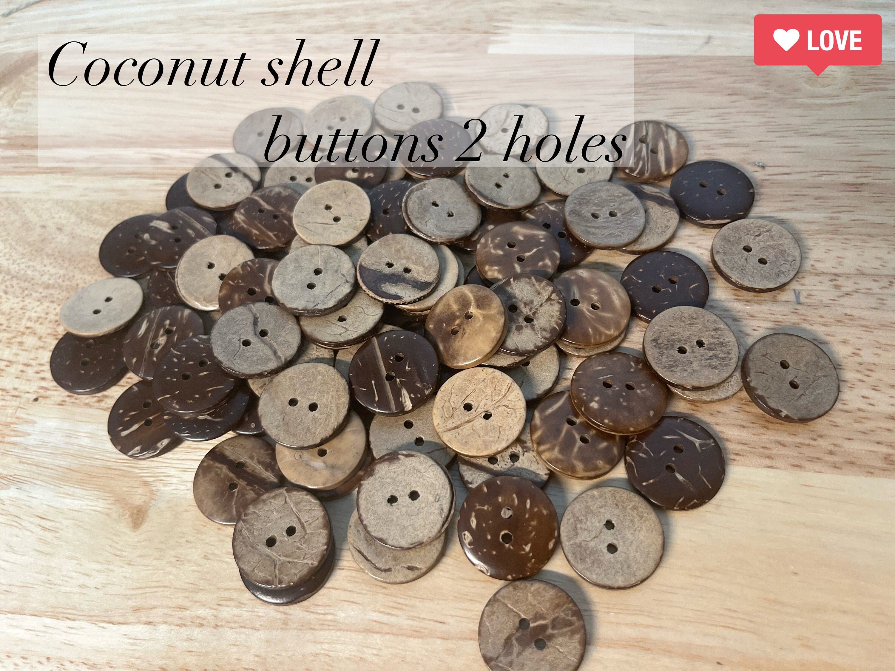 磨きココナッツシェルボタン：2穴裁縫用（18～21mm） - Etsy 日本