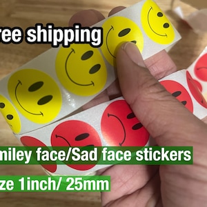Pegatinas de caras sonrientes o tristes para padres y profesores, tamaño 25 mm/1 pulgada, envío gratuito