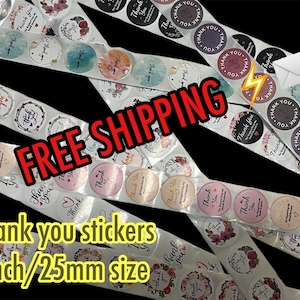 Gratis verzending!/Bedankt stickers voor kleine bedrijven. 25 mm/1 inch formaat