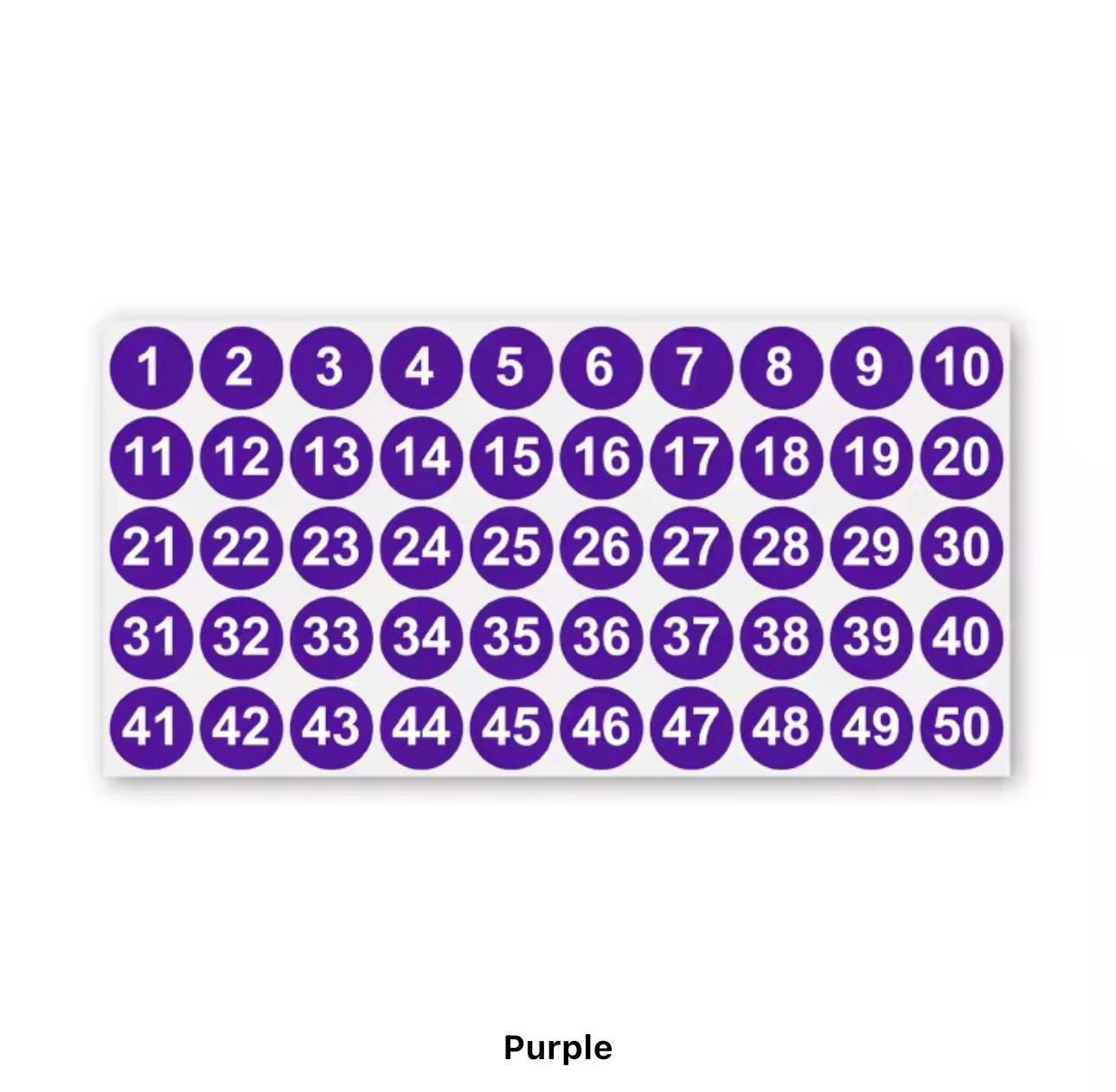 Waterproof Number Stickers 1-50: Self-adhesive Labels (25.4 Mm Round ...