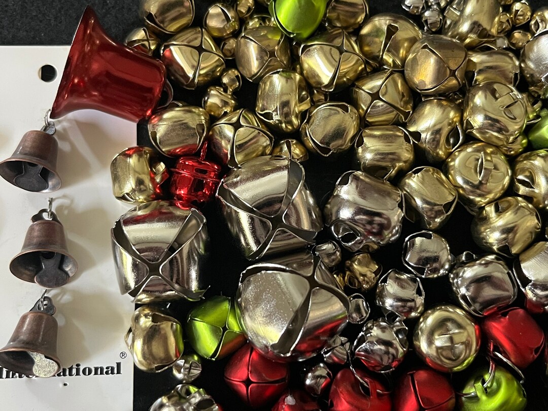 110 BELLS Assorted LOT Red Green Silver Gold - Etsy
