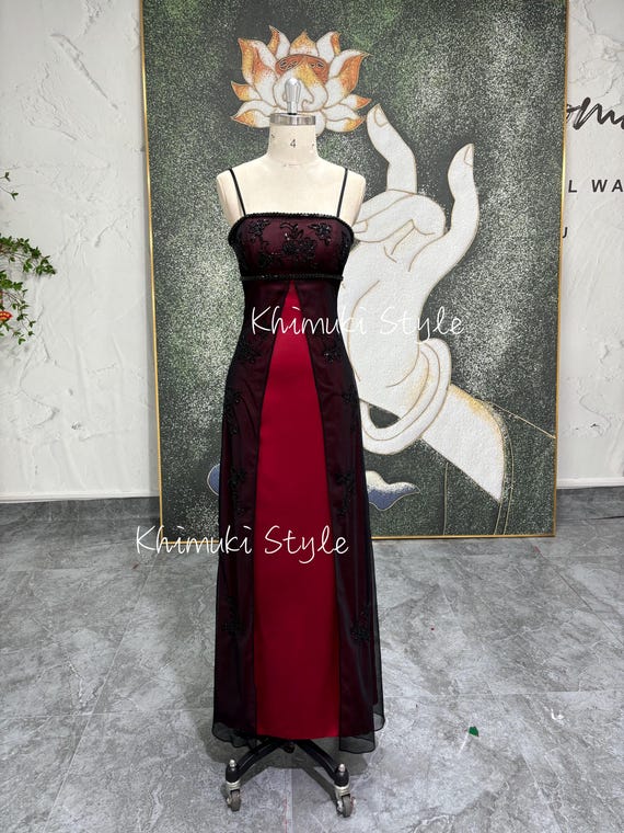 Handmade Beaded Prom Dress,vintage Black and Red Party Dress - Etsy Canada