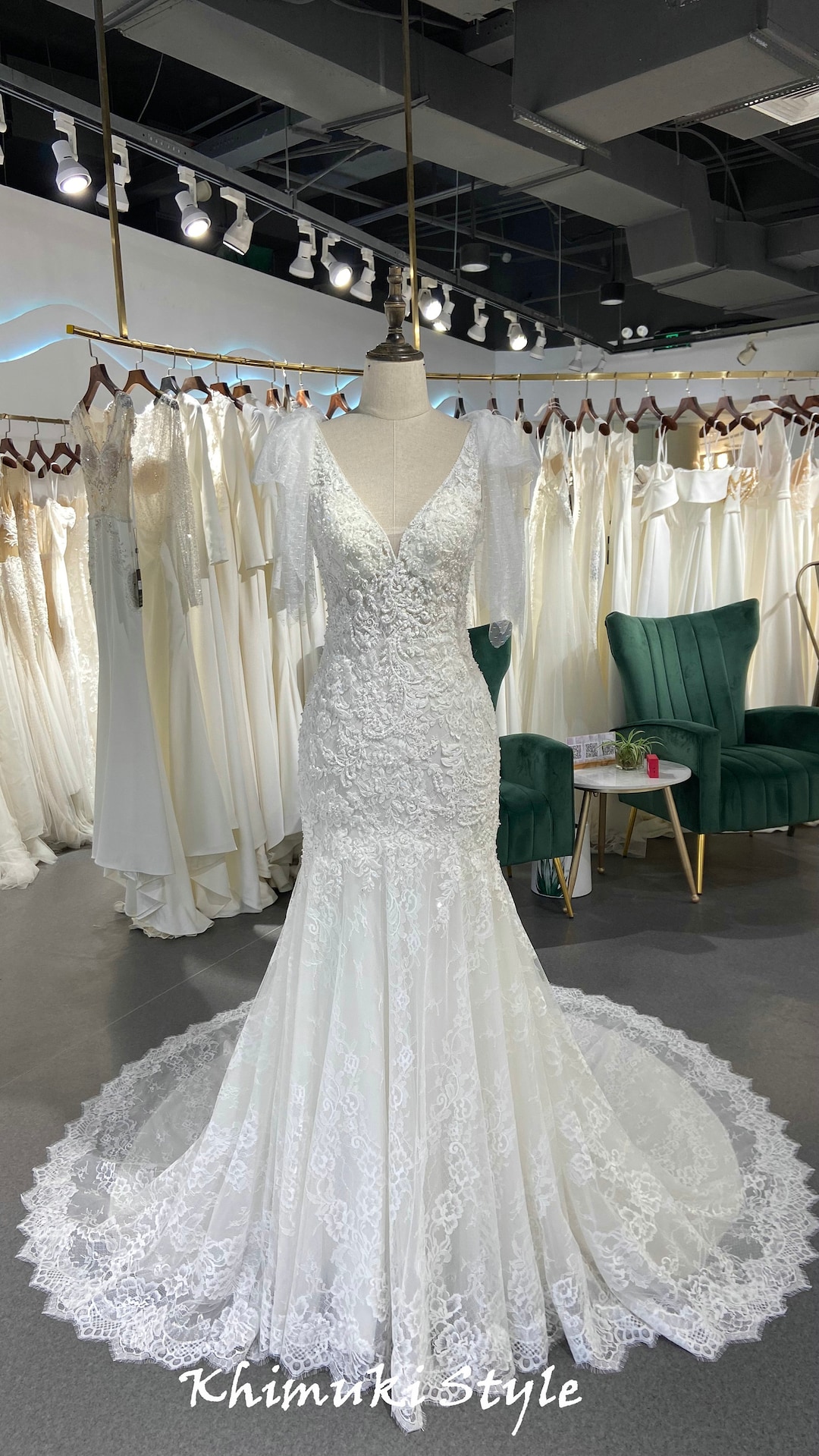boho lace mermaid wedding dress Custom Made Boho Beach Mermaid Lace Wedding Dress