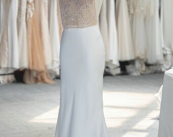 Fashion Fit and Flare Handmade Beaded Wedding Dress