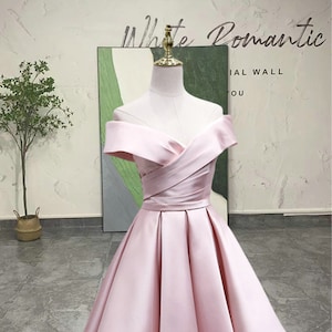 Knee Length Off the Shoulder Pink Party Dress image 1